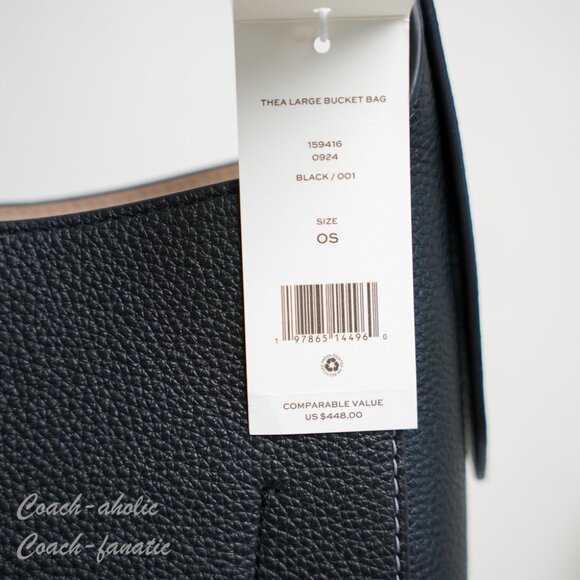 NWT Tory Burch Thea Large Bucket Bag Leather Shoulder Bag in Black - Picture 6 of 8